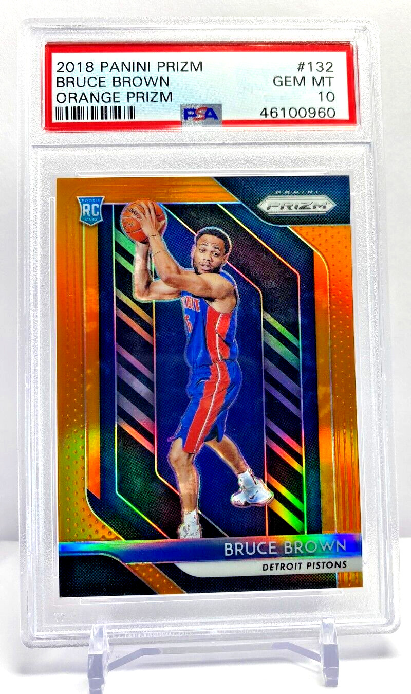 2018 Panini Prizm Rookie Orange #'d /49 Bruce Brown Detroit Pistons PSA 10