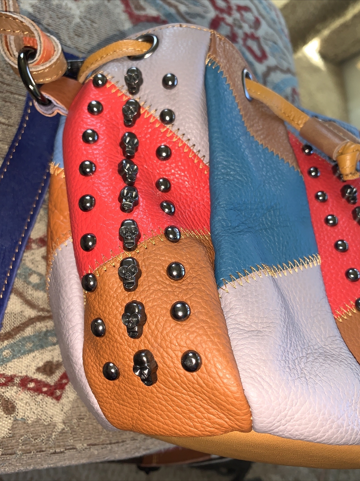 Ameri Leather Skulls And Rivets Patchwork Leather… - image 13