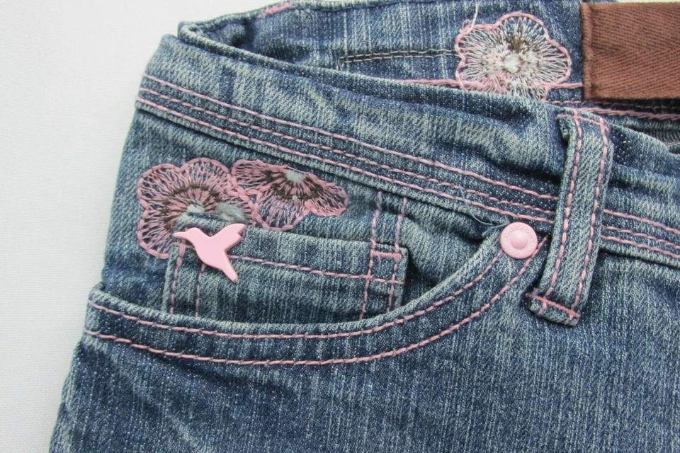 Pantalones Cortos Denim Marca Grane Niñas Talla 12 Rosa Bordados Bolsillos Cortes Nuevos Foto 3 de 4