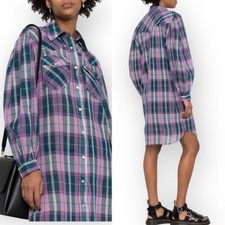 Isabel Marant Etoile Britany checked cotton shirt dress, Size 36EU, NWT,