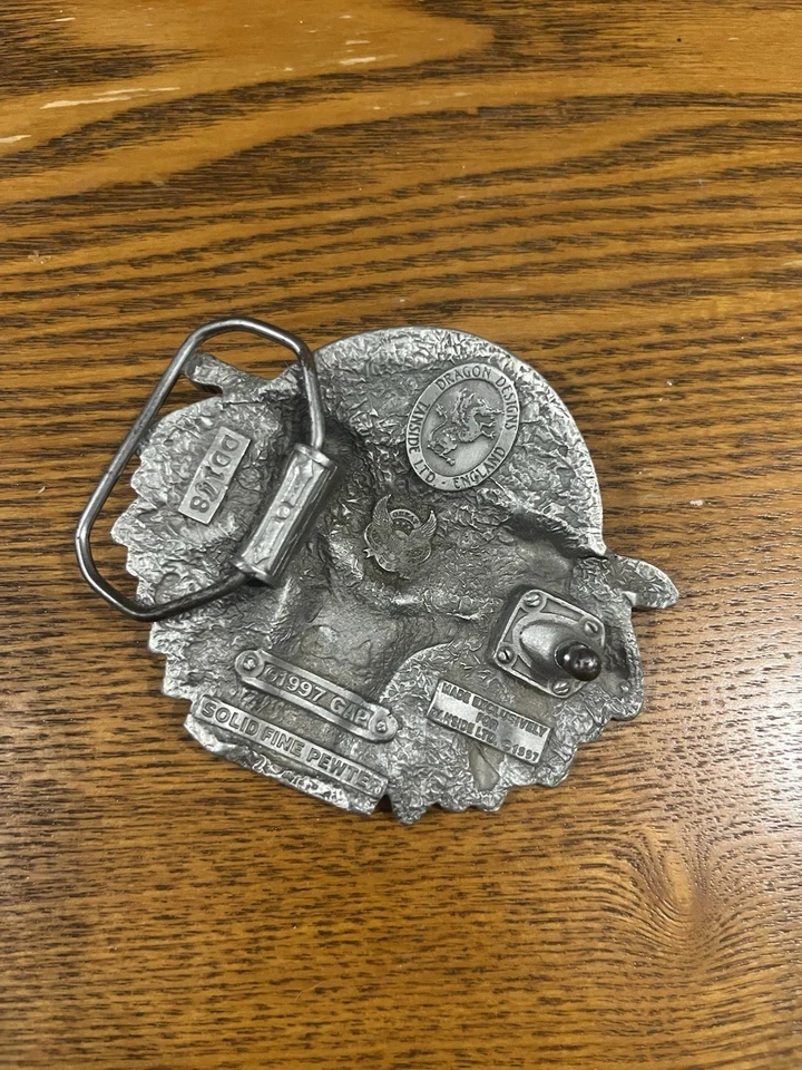 Boucle De Ceinture Vintage Amérindienne- Étain Massif (pewter) Tanside Ltd 1997 - Photo 2/4