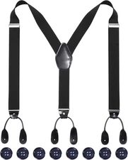 Men Button Suspenders Adjustable, Heavy Duty Y-Back Elastic Tuxedo Elastic Mens 