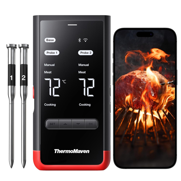 ThermoMaven P2 Fleischthermometer Kabellos – Wifi & Bluetooth 5.3, 2 Sonden 6 Se-image