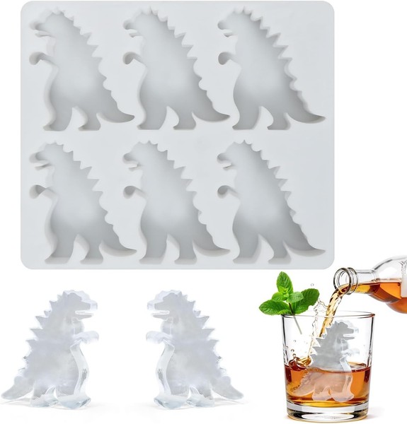 EiswüRfelform Dinosaurier Silikon 6-Fach Mit Deckel FüR GeträNke Party Kinder-image