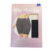 Carole Hochman Women's Slip Shorts Large Size Black Beige Smooth Breathable