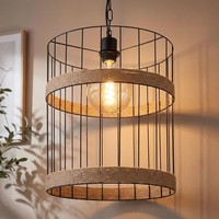 HäNgelampe Pendelleuchte Esszimmerlampe Gitter Design KüChenlampe Hanfseil 145Cm