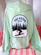 Victoria Secret PINK Hoodie Pullover Logo XXL Mint Green ASPEN Super Warm