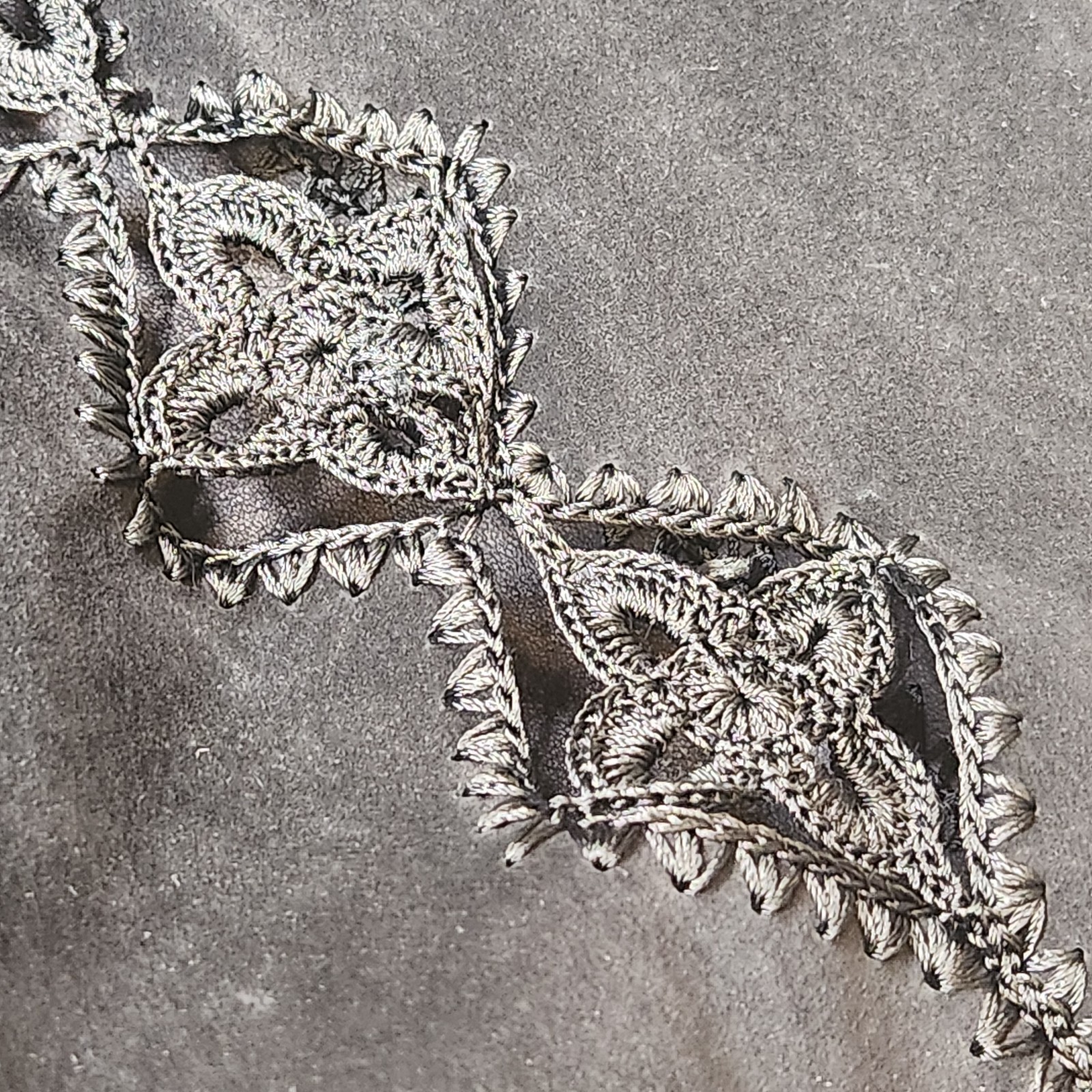 Adrienne Landau cardigan women's M black suede crochet jacket boho folk artsy