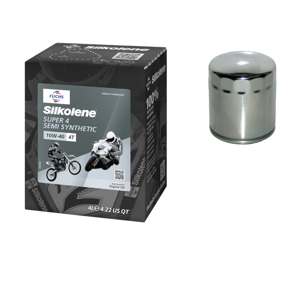 Oil & Filter Kit for Kawasaki ZXR750 L 1993-1995 Chrome Silkolene