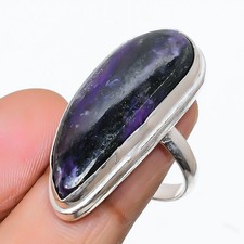 Russian Charoite Gemstone Handmade 925 Sterling Silver Jewelry Ring Size 8 o710