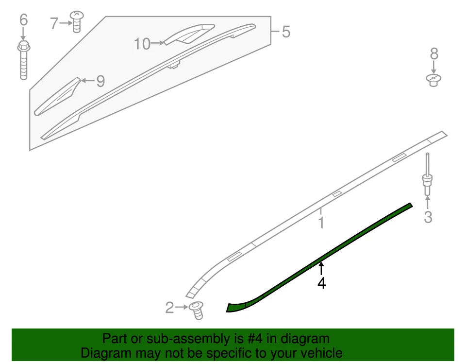 Tira de sellado de moldura de techo genuina Nissan 76812-1LA1A Foto 3 de 3