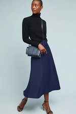 Maeve Anthropologie Maria Knit Skirt Navy Blue Small A Line