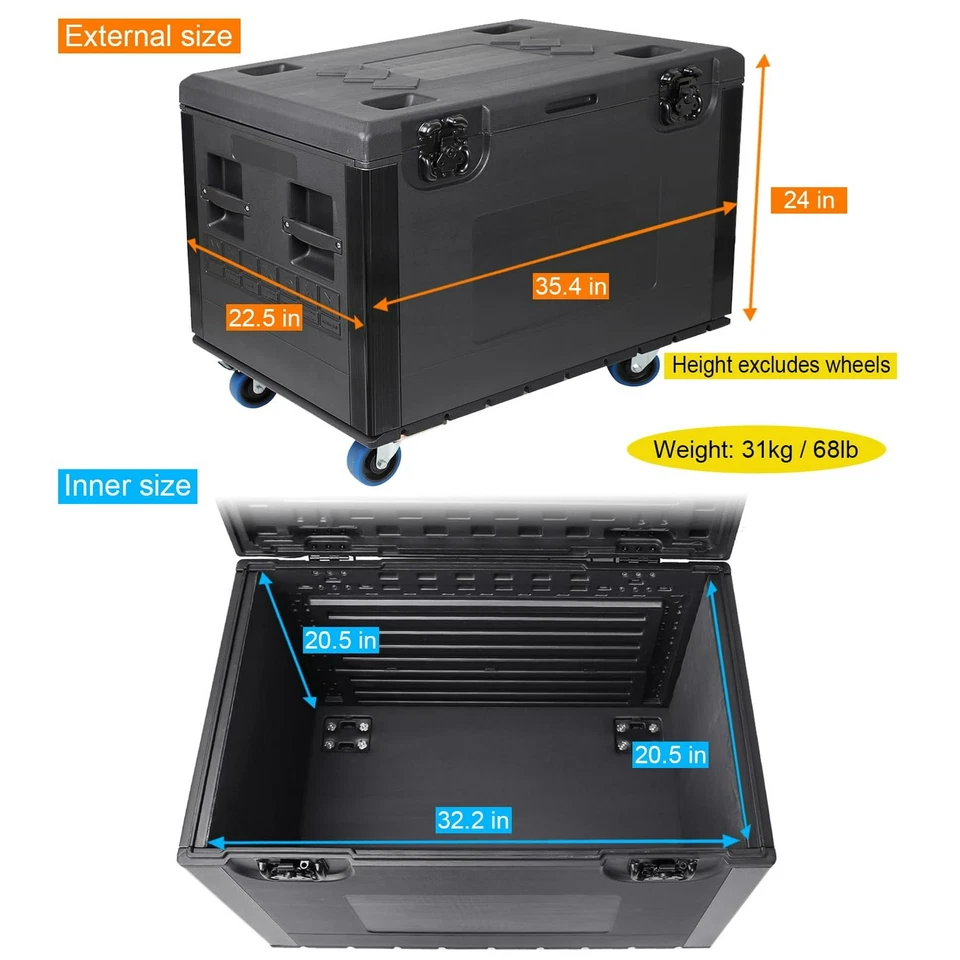 Large ATA Road Case W/ Wheel Stackable Flight Case Waterproof Cable Trunk For DJ - Image 4 of 4