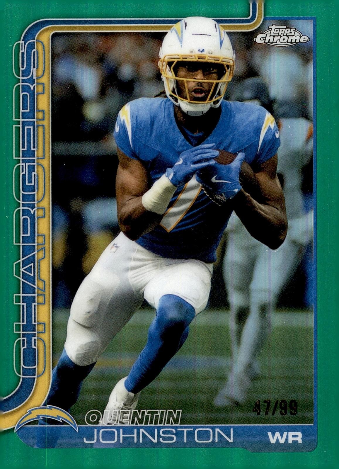 2025 Topps Chrome #159 Quentin Johnston Green Refractor #/99