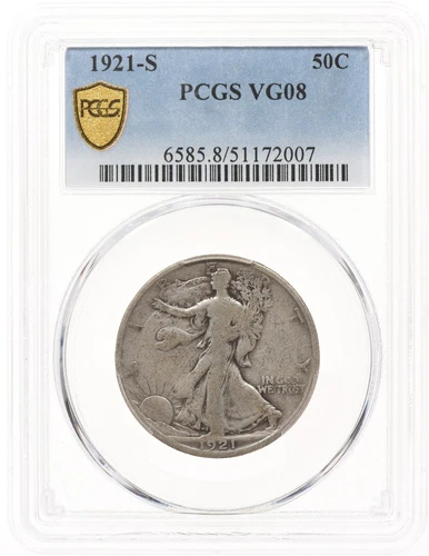 1921-S 50C PCGS VG8 Walking Liberty Half Dollar VG08