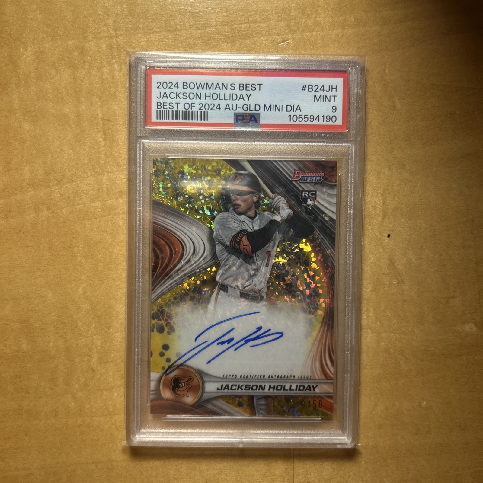 2024 Bowman's Best Jackson Holliday Best of 2024 Autograph Gold Mini Diamond /50