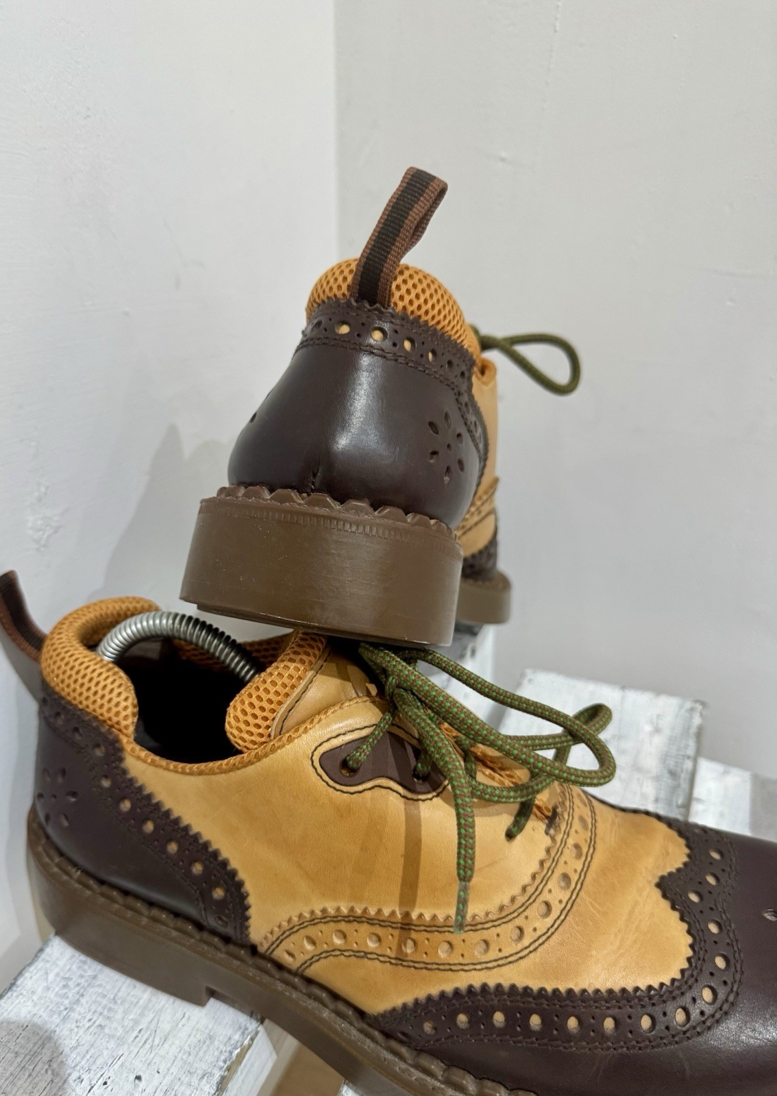 Rare Miu Miu Prada Vintage Retro Tan Brown Leather Punched Round Toe Shoes 41 42 image 10