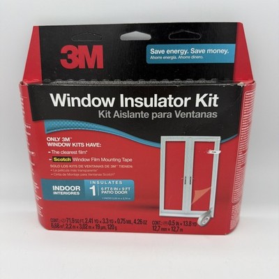 3M Indoor Patio Door Window Insulation Kit 6'-8'' x 9' Heat Shrink Film Tape New.