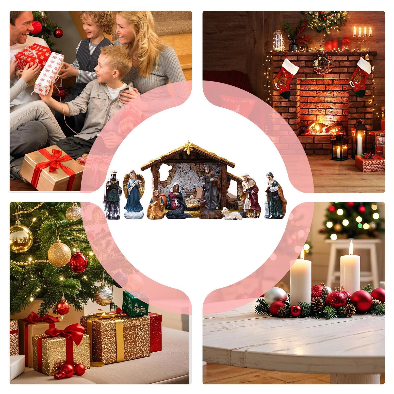 Vintage Nativity Set With 12 Figures Resin CRECHE Manger Christmas Home Deco