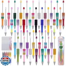 Vellibring 90 Pcs DIY Diamond Beadable Pen Kit Multicolor Bulk Ballpoint DIY 