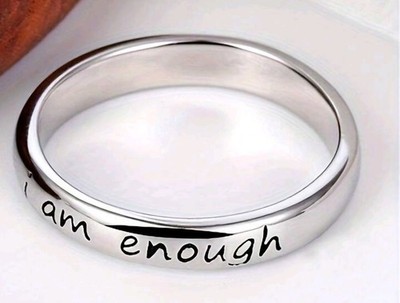 Inspirational ''i am enough''  Silver Band Stainless Steel  Sizes 6 - 11 Free Ship