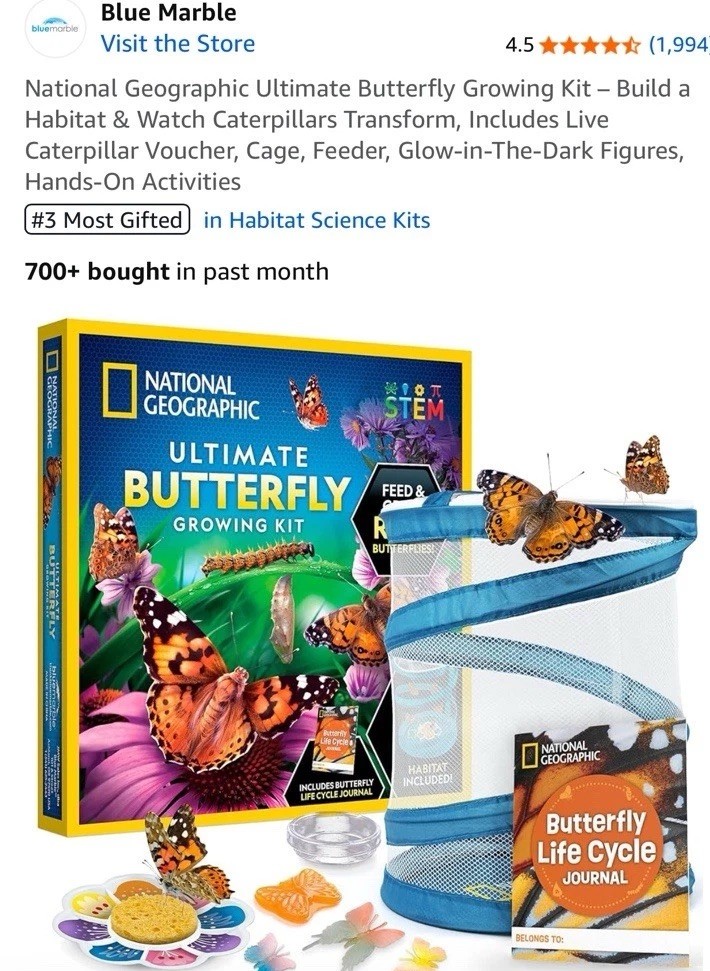 NATIONAL GEOGRAPHIC Butterfly Growing Kit - Butterfly Habitat Kit