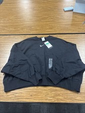 Nike Fleece Oversized Cropped Crew Neck Sweatshirt Women's XL Black DQ5761 010