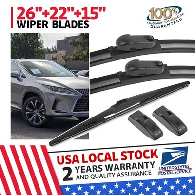 Front + Rear Wiper Blades Set fits Toyota Venza 2009-2016 Windshield Windscreen