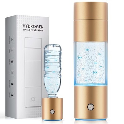 Hydrogen Water Bottle Generator 4500PPB 320ML Gold 24-Hour Hydrogen Retention