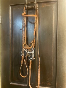 Complete Western Horse Headstall Bridle Snaffle Bit Barrel Rein