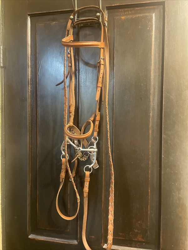 Complete Western Horse Headstall Bridle Snaffle Bit Barrel Rein
