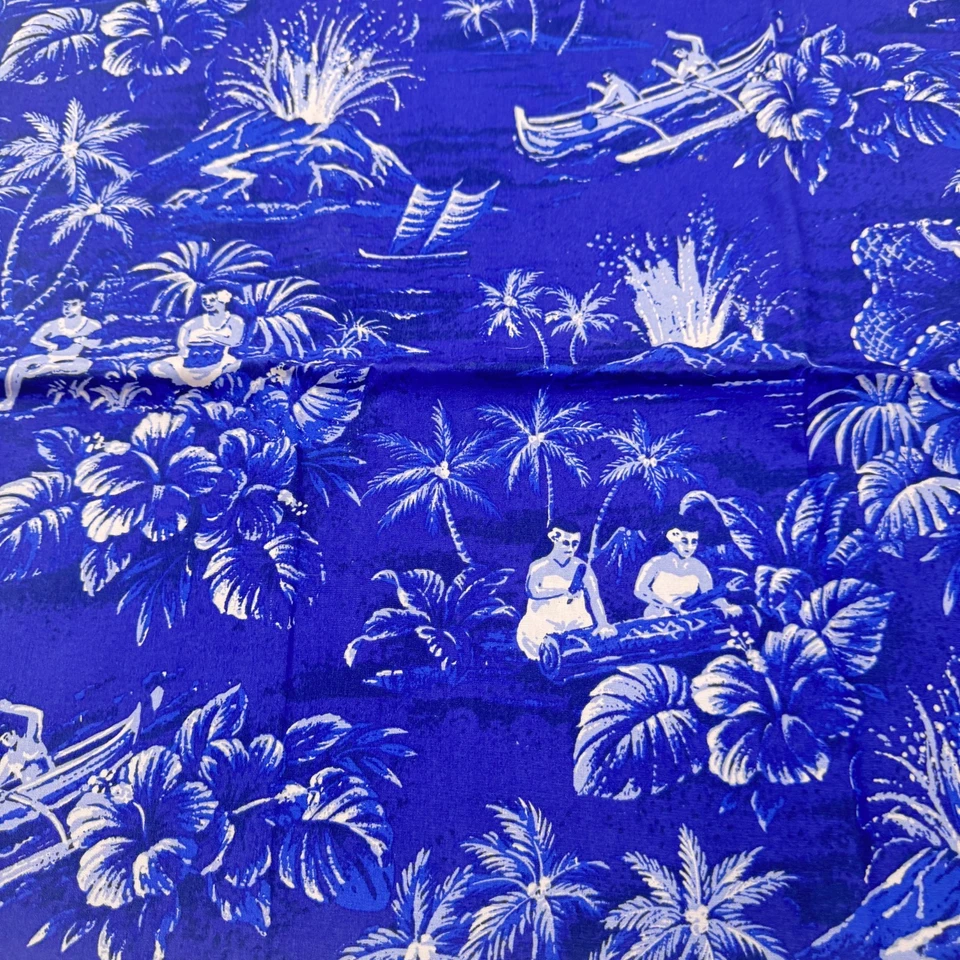 tela acolchado algodón tropical hawaii floral azul 37x43 Foto 3 de 4