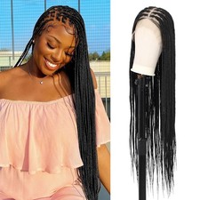 360  HD Full Lace Knotless Braided Wigs for Women Box Braid Wig with Baby Hair