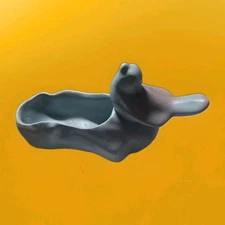 Vintage Rosemeade Ceramic North Dakota Handmade Pink & Blue Birdbath Planter