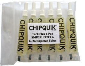 CHIP QUIK - No-Clean Tack Flux Squeeze Tube, 2cc, Pack of 6