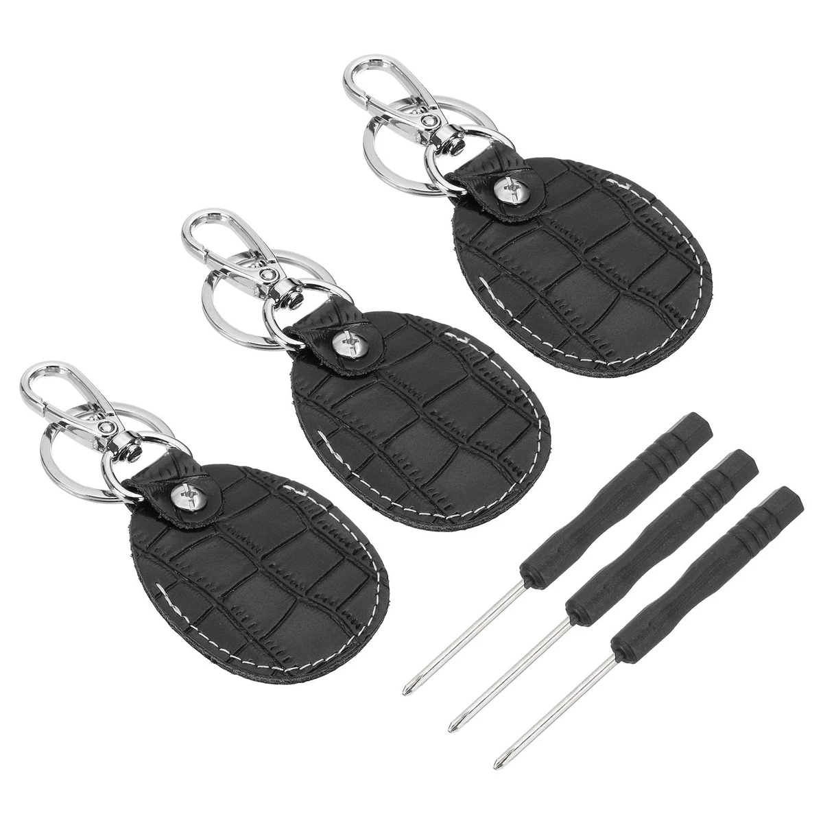 3 PIEZAS Cuero Llavero Llavero Cubierta RFID Llave Protector 1.85"x 2.17" Negro