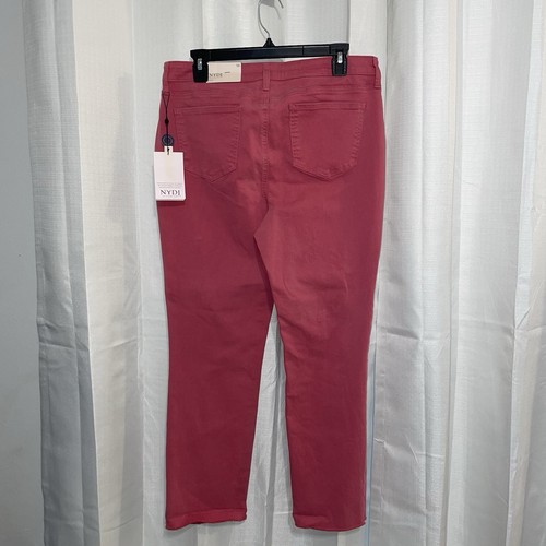NYDJ Pink Denim Sheri Slim Jeans Ankle Raw Hem Lift Tuck Size 10 NEW - Picture 12 of 12