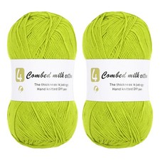 Cotton Yarn,Soft Knitting Yarn 2 Packages of 100g/3.52oz/ Light Green