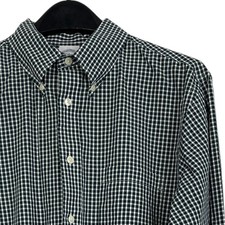 Brooks Brothers Regent Shirt Mens Large Green White Gingham Button Down Cotton