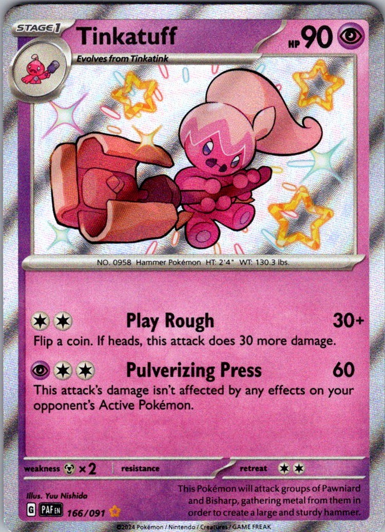 Tinkatuff Shiny Rare SV: Paldean Fates 166/091 NM