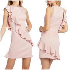 Mac Duggal NWOT Short Sleeveless Cocktail Dress Blush Pink Ruffle Trim Size 2