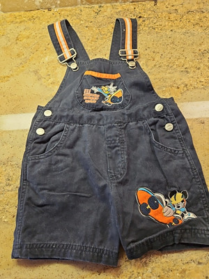 Disney Kids Mickey / Donald Denim Overalls Shorts  Sz 2T