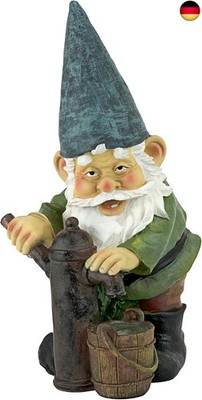 Design Toscano Wasserpumpen Pete, Gartenzwerg Statue, Handgegossen mit echtem