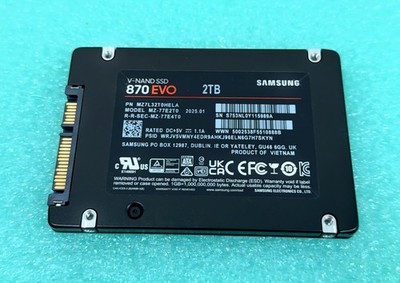 Samsung 870 EVO 2TB 2.5'' SATA III SSD MZ-77E2T0 | 100% Health | Low Usage