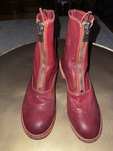 Guidi Zip Front Red Ankle Boots