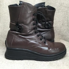 Leather Boots Mens Size 42 Shearling Lined Winter Lace Up Zipper Turkish Tergan