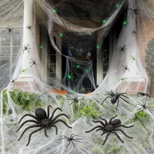 Halloween Spider Web Decoration - 1500 sq ft Giant Spider Webs with 101 Fake ...