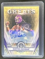 Marketplace image: 2021 Topps Chrome WWE Santos Escobar Cruiserweight Greats Superfractor Auto #1/1