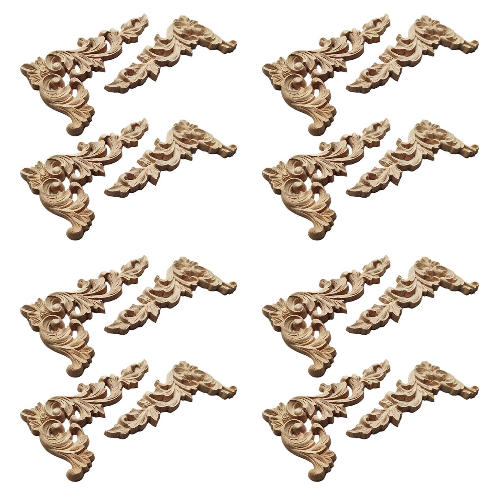 16Pcs Wood  Corner Onlay Applique Unpainted Frame Cupboard Cabinet Decal5496