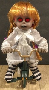 12" Animated Haunted Doll Riding Tricycle, Music And Speaks, Works Great